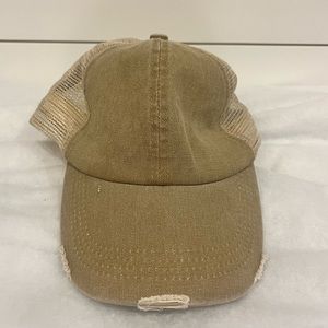 EUC Free People Saltwater Washed Baseball Cap In Khaki